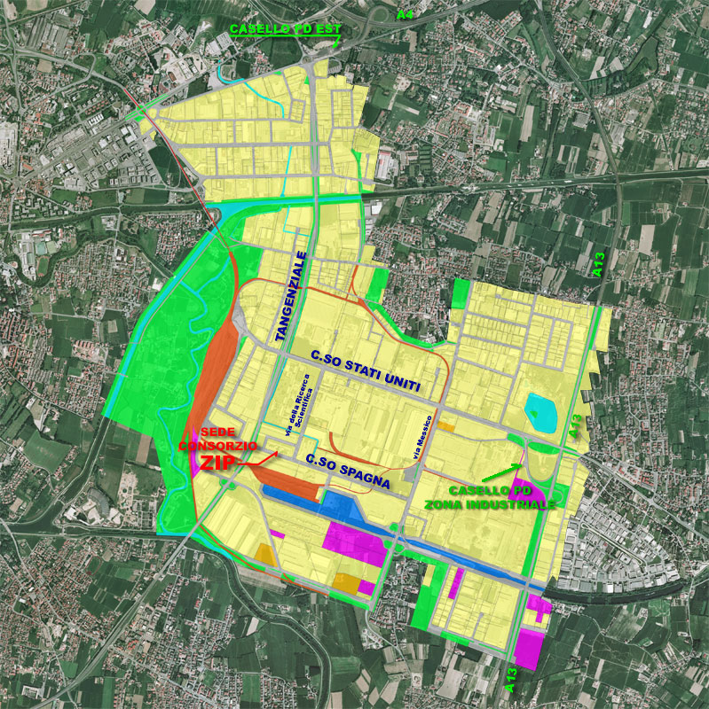 Mappa della Zip con evidenziata l'ubicazione della sede del Consorzio